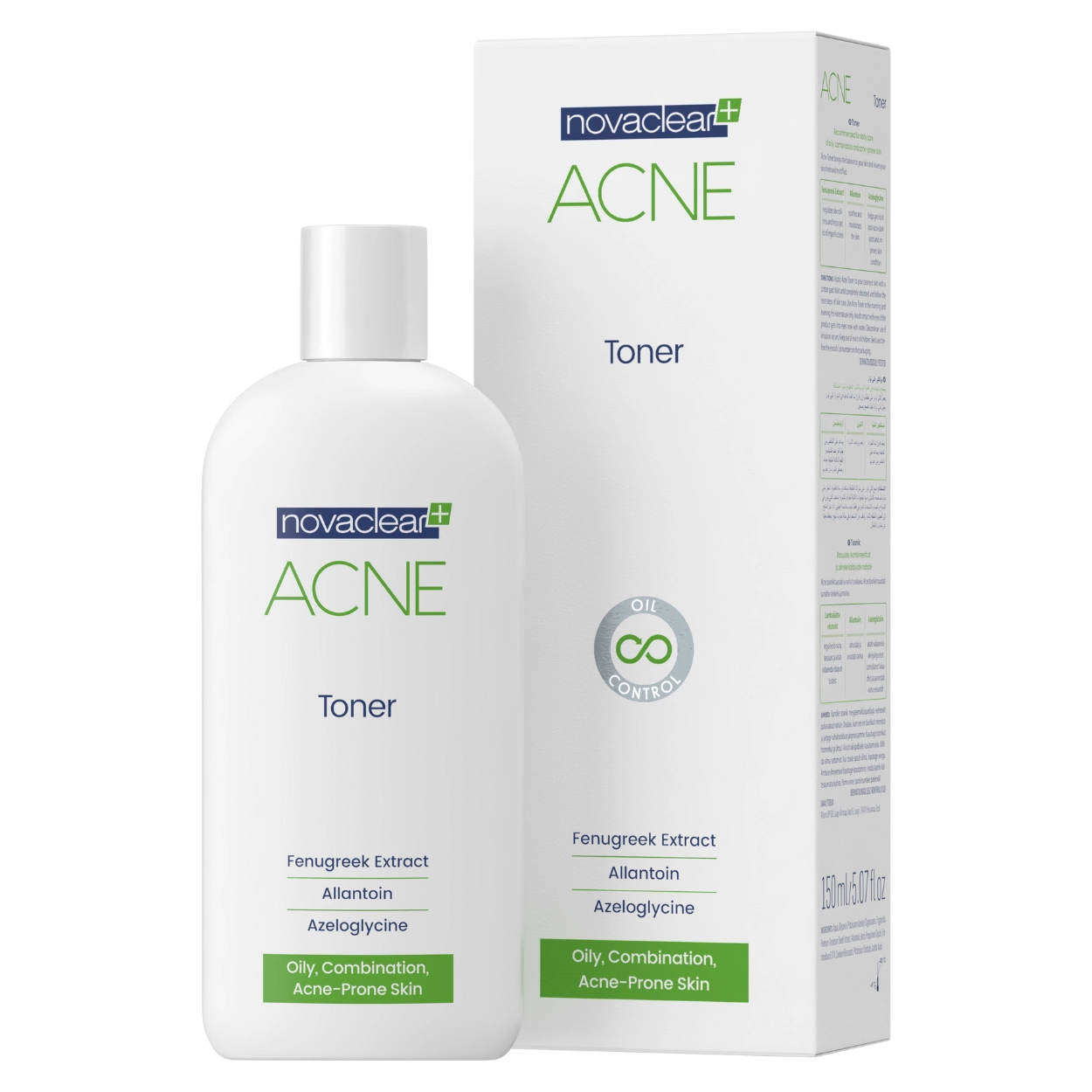 novaclear-acne-toner-fenugreek extract-allantoin-150-ml-box